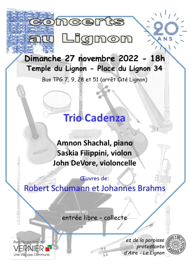 27 novembre 2022
Trio Cadenza
Amnon Shachal piano
Saskia Filippini violon
John DeVore violoncelle