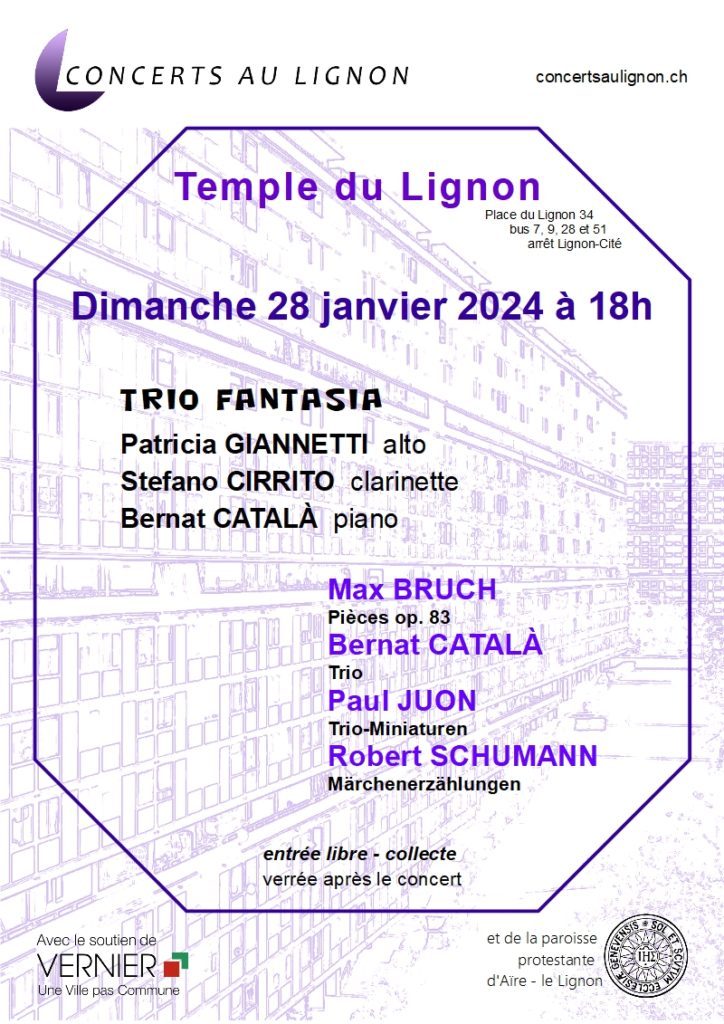 28 janvier 2024 Trio Fantasia Patricia Giannetti alto Stefano Cirrito clarinette Bernat Català piano