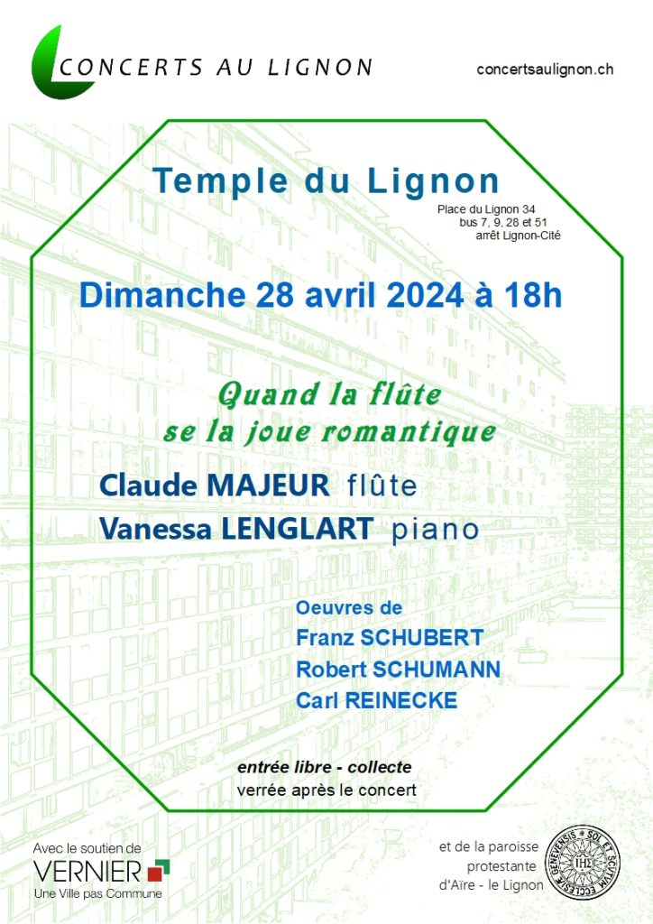 28 avril 2024 "Quand la flûte se la joue romantique" Claude Majeur flûte et Vanessa Lenglart piano 