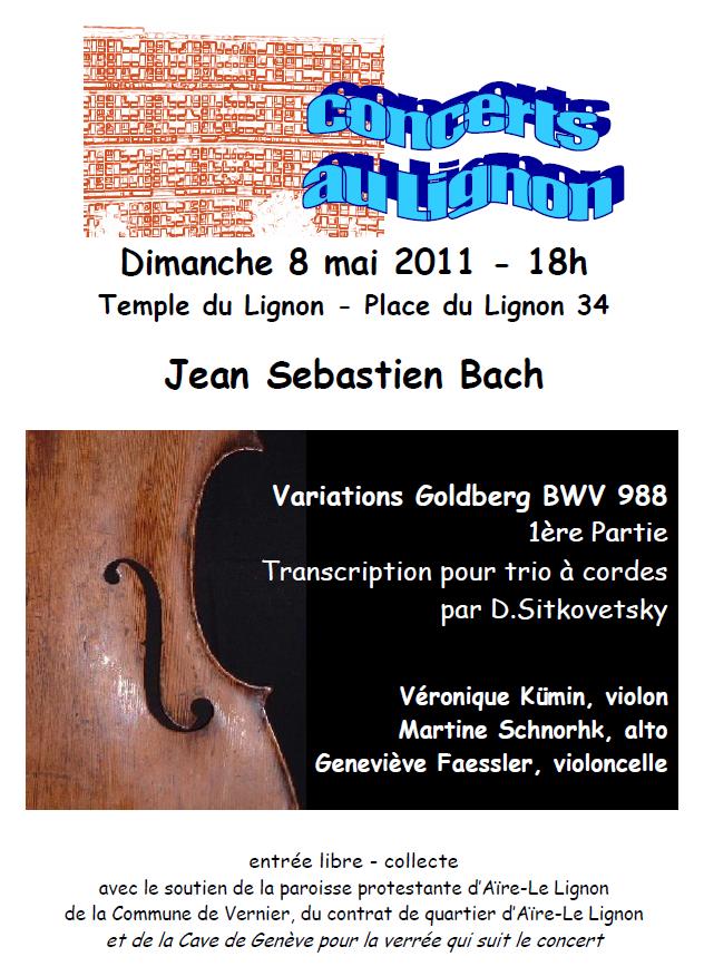 8 mai 2011
Véronique Kümin violon
Martine Schnorhk alto
Geneviève Faessler violoncelle
