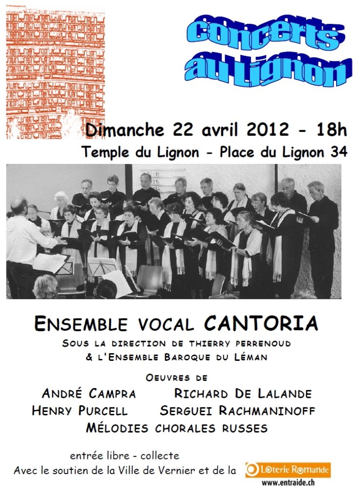 22 avril 2012
Ensemble vocal Cantoria
Thierry Perrenoud