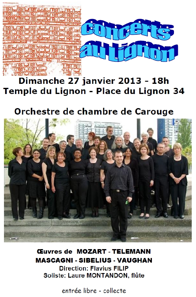 27 janvier 2013
Orchestre de chambre de Carouge
Flavius Filip direction
Laure Montandon flûte