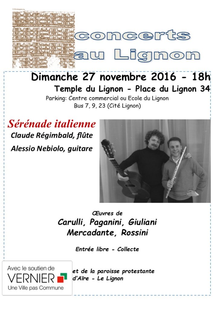 27 novembre 2016
Claude Régimbald flûte
Alessio Nebiolo guitare