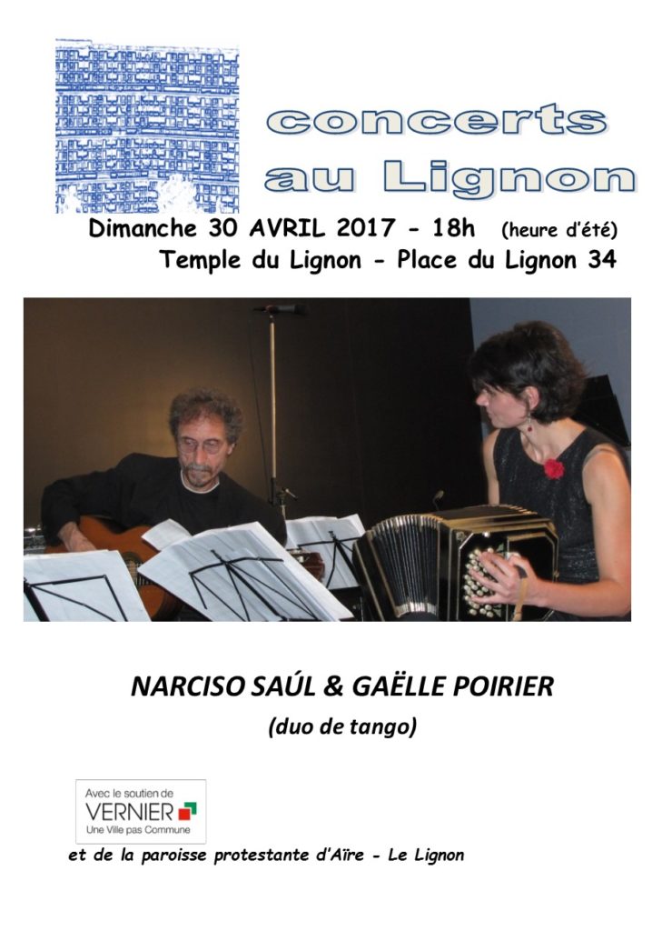 30 avril 2017
Narciso Saúl guitare
Gaëlle Poirier bandonéon