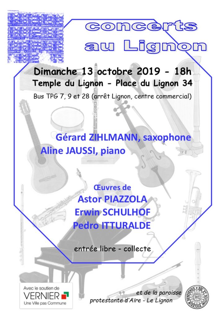 13 octobre 2029
Gérard Zihlmann saxophone, 
Aline Jaussi piano