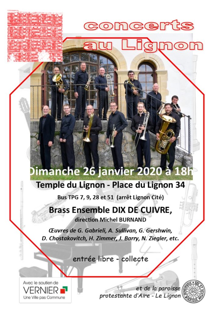 26 janvier 2020
Brass Ensemble Dix de Cuivre, 
Michel Burnand direction
