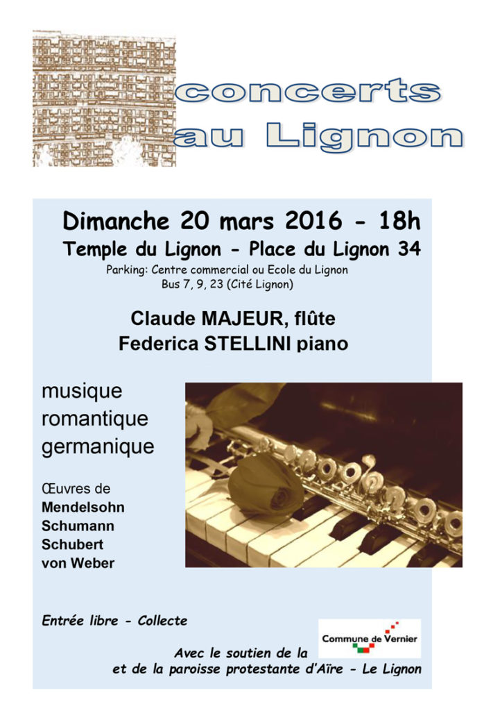 20 mars 2016 
Claude Majeur flûte,
Federica Stellini piano