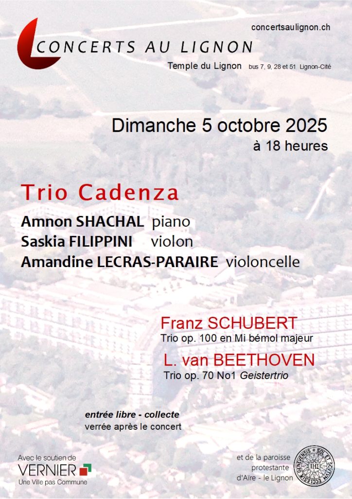 5 octobre 2025
Trio Cadenza
Amnon Shachal piano
Saskia Filippini violon
Amandine Lecras-Paraire violoncelle